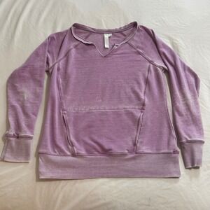 White Tea Lilac Purple Notched V-Neck Raglan Sweatshirt FW9009AK835/2 Medium